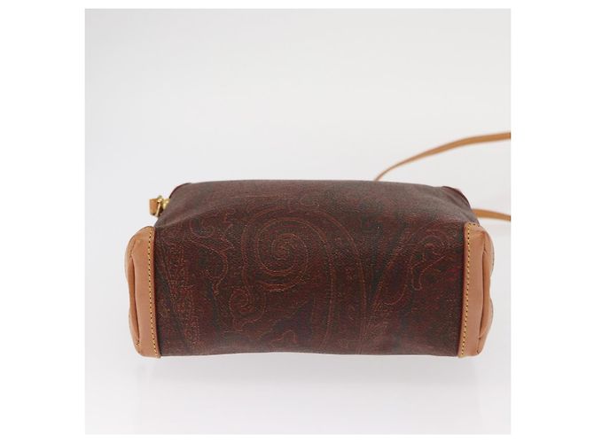 Borsa a Spalla ETRO in Pelle Bordeaux con Motivo Paisley, Oro, Auth am10326 D'oro Bordò - vista 5