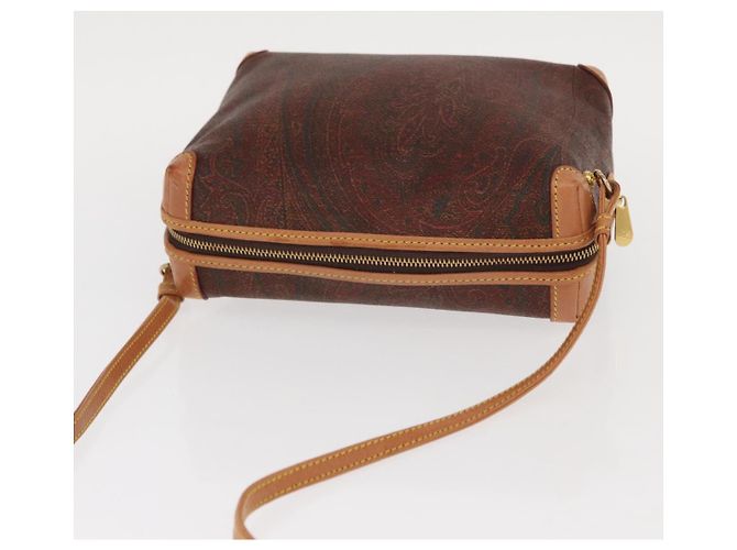 Borsa a Spalla ETRO in Pelle Bordeaux con Motivo Paisley, Oro, Auth am10326 D'oro Bordò - vista 6