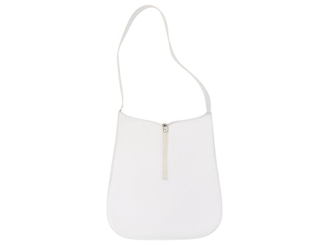 Borsa a Spalla Gancini in Pelle Bianca e Argento di Salvatore Ferragamo Auth BA9272 Bianco - vista 2