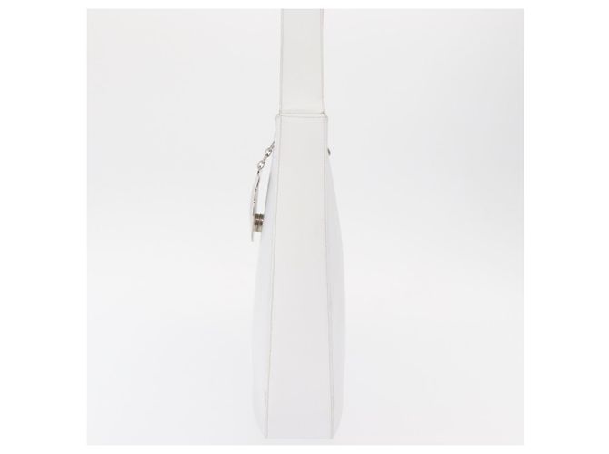 Borsa a Spalla Gancini in Pelle Bianca e Argento di Salvatore Ferragamo Auth BA9272 Bianco - vista 3