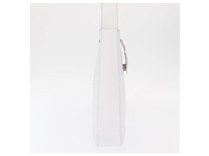 Borsa a Spalla Gancini in Pelle Bianca e Argento di Salvatore Ferragamo Auth BA9272 Bianco - vista 4