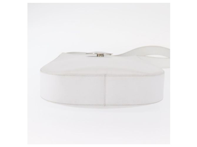 Borsa a Spalla Gancini in Pelle Bianca e Argento di Salvatore Ferragamo Auth BA9272 Bianco - vista 5
