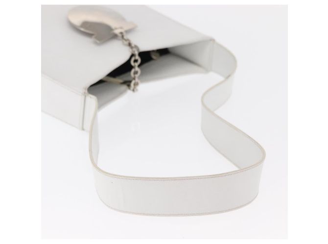 Borsa a Spalla Gancini in Pelle Bianca e Argento di Salvatore Ferragamo Auth BA9272 Bianco - vista 7