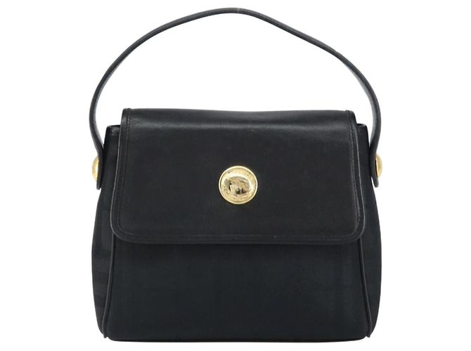 Autre Marque Borsa a mano in pelle e tela Nova Check di Burberrys Nero Oro Auth gh1496 D'oro - vista 13
