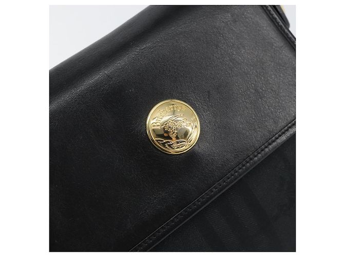 Autre Marque Borsa a mano in pelle e tela Nova Check di Burberrys Nero Oro Auth gh1496 D'oro - vista 17