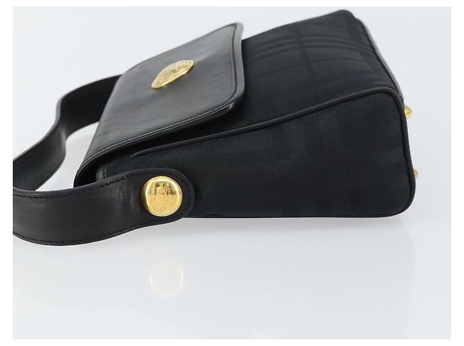 Autre Marque Borsa a mano in pelle e tela Nova Check di Burberrys Nero Oro Auth gh1496 D'oro - vista 4
