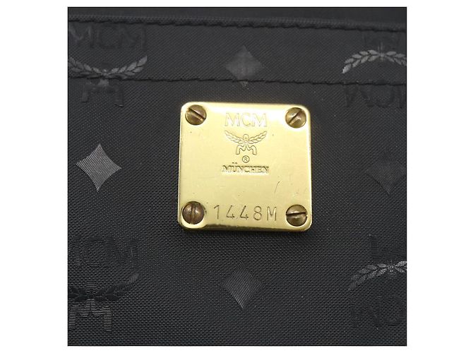 Borsa tote MCM Logogram Vicetos PVC Nero Oro Auth 160044 D'oro - vista 12