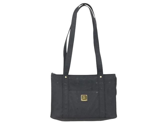 Borsa tote MCM Logogram Vicetos PVC Nero Oro Auth 160044 D'oro - vista 13