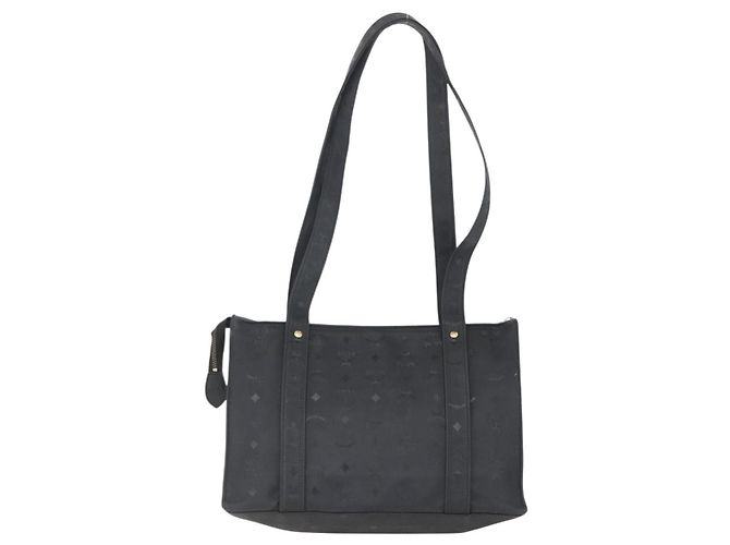 Borsa tote MCM Logogram Vicetos PVC Nero Oro Auth 160044 D'oro - vista 2