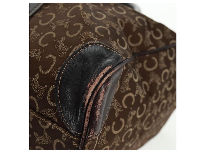Céline Borsa Boston Celine C Sulky in tela marrone e oro Auth bs31834 D'oro - vista 14