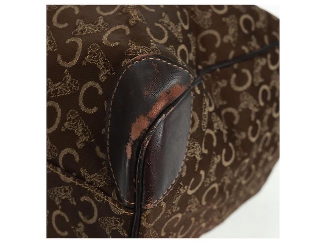 Céline Borsa Boston Celine C Sulky in tela marrone e oro Auth bs31834 D'oro - vista 16