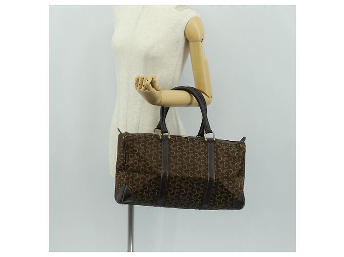 Céline Borsa Boston Celine C Sulky in tela marrone e oro Auth bs31834 D'oro - vista 22