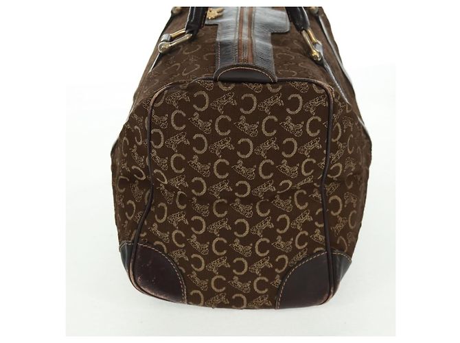 Céline Borsa Boston Celine C Sulky in tela marrone e oro Auth bs31834 D'oro - vista 3