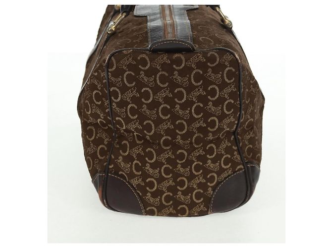 Céline Borsa Boston Celine C Sulky in tela marrone e oro Auth bs31834 D'oro - vista 4