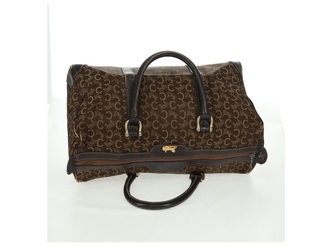 Céline Borsa Boston Celine C Sulky in tela marrone e oro Auth bs31834 D'oro - vista 6