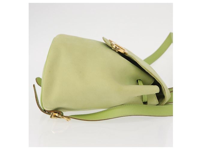 Zaino Salvatore Ferragamo in suede oro verde chiaro Auth 159800 - vista 3