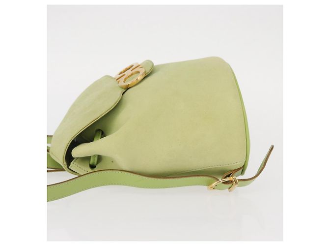 Zaino Salvatore Ferragamo in suede oro verde chiaro Auth 159800 - vista 4