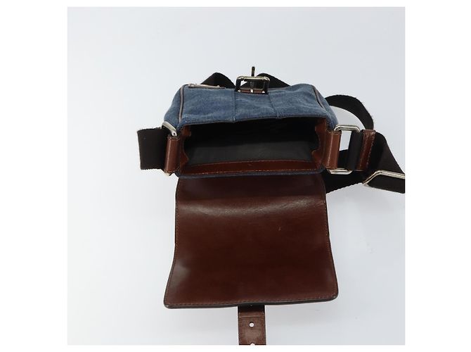 Dolce & Gabbana DOLCE&GABBANA Schultertasche aus Leder Canvas Blau Silber Authentisch bs31820 - Ansicht 10