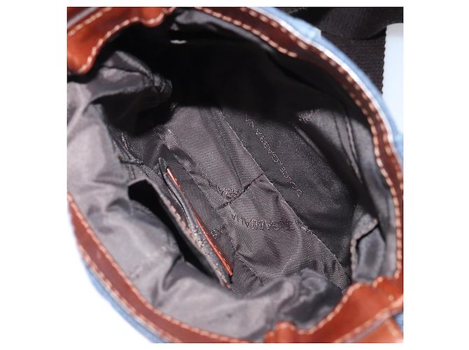 Dolce & Gabbana DOLCE&GABBANA Schultertasche aus Leder Canvas Blau Silber Authentisch bs31820 - Ansicht 11