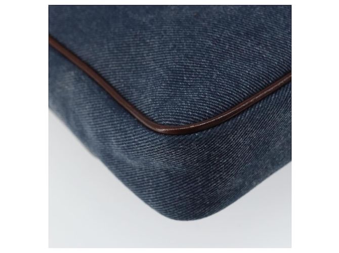 Dolce & Gabbana DOLCE&GABBANA Schultertasche aus Leder Canvas Blau Silber Authentisch bs31820 - Ansicht 16