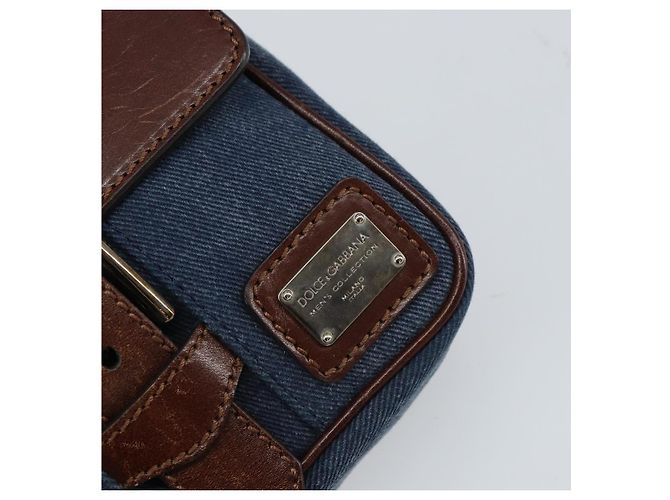Dolce & Gabbana DOLCE&GABBANA Schultertasche aus Leder Canvas Blau Silber Authentisch bs31820 - Ansicht 17