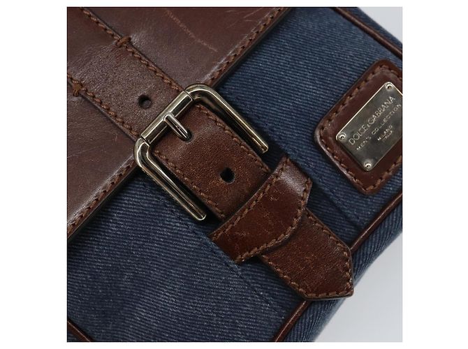 Dolce & Gabbana DOLCE&GABBANA Schultertasche aus Leder Canvas Blau Silber Authentisch bs31820 - Ansicht 18