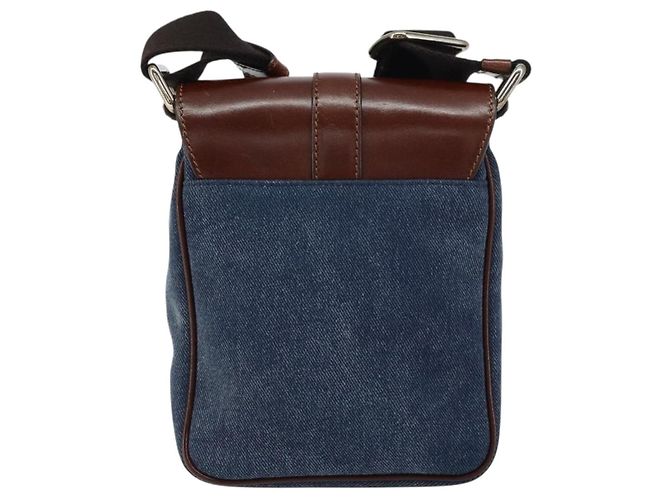 Dolce & Gabbana DOLCE&GABBANA Schultertasche aus Leder Canvas Blau Silber Authentisch bs31820 - Ansicht 2