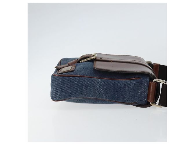Dolce & Gabbana DOLCE&GABBANA Schultertasche aus Leder Canvas Blau Silber Authentisch bs31820 - Ansicht 3