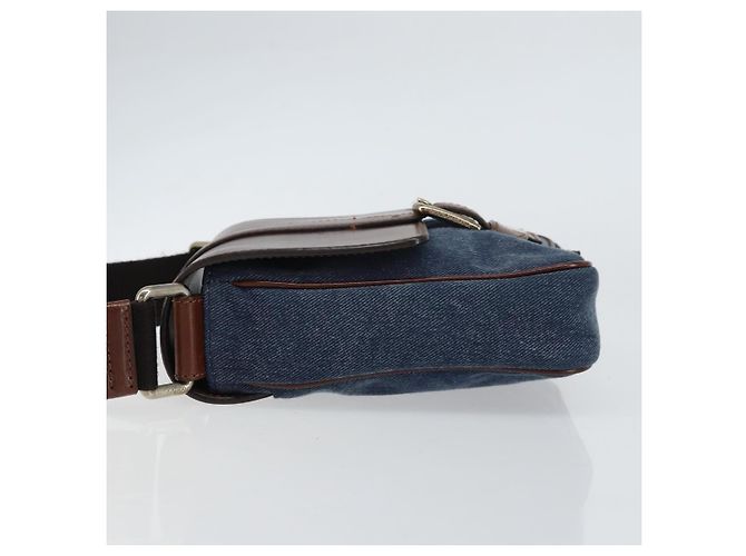 Dolce & Gabbana DOLCE&GABBANA Schultertasche aus Leder Canvas Blau Silber Authentisch bs31820 - Ansicht 4