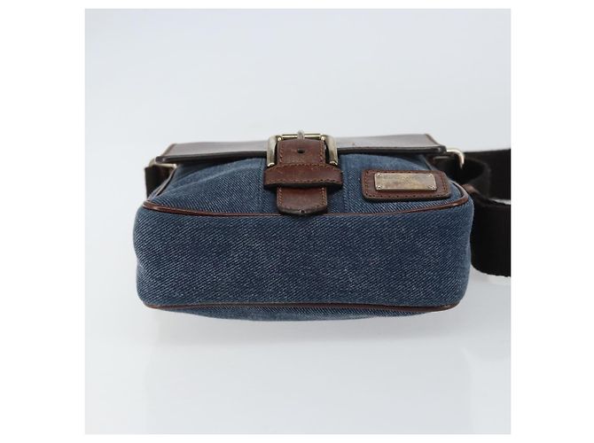 Dolce & Gabbana DOLCE&GABBANA Schultertasche aus Leder Canvas Blau Silber Authentisch bs31820 - Ansicht 5