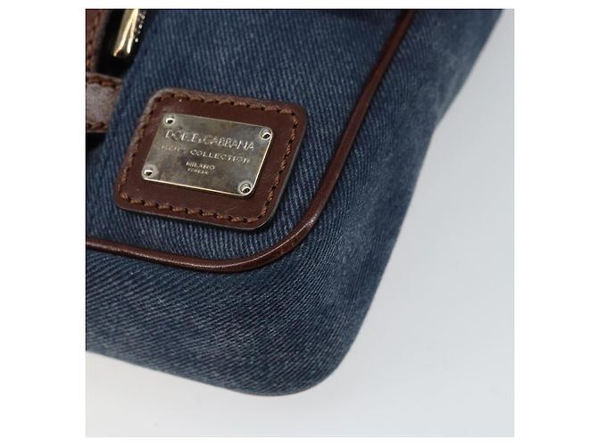 Dolce & Gabbana DOLCE&GABBANA Schultertasche aus Leder Canvas Blau Silber Authentisch bs31820 - Ansicht 9