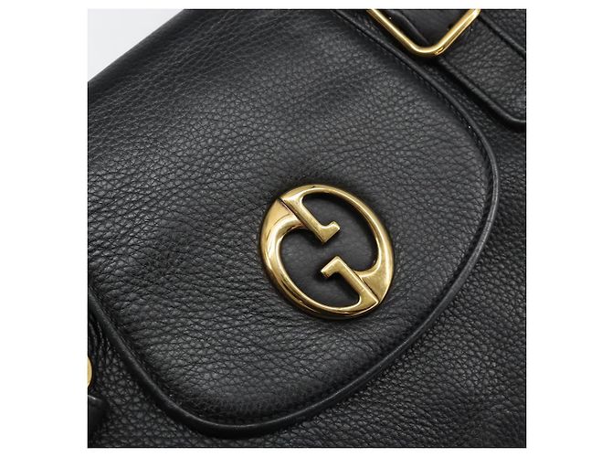 Bolsa Tote de couro preto e dourado GUCCI 251826 Auth bs31891 - vista 18