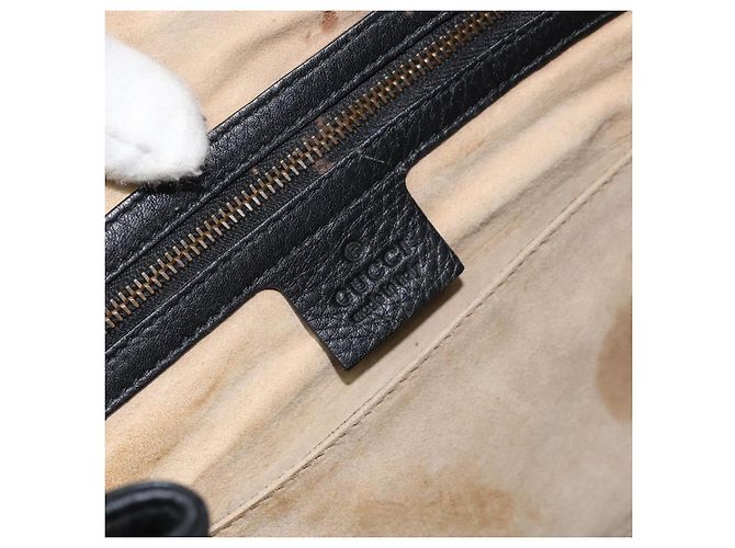 Bolsa Tote de couro preto e dourado GUCCI 251826 Auth bs31891 - vista 19