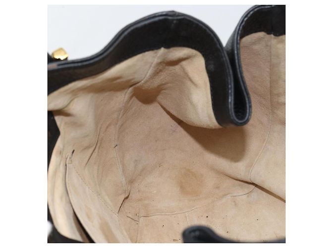 Bolsa Tote de couro preto e dourado GUCCI 251826 Auth bs31891 - vista 20
