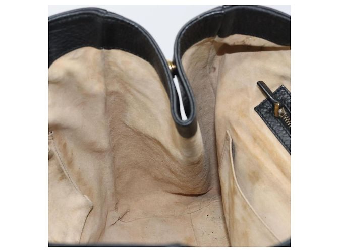 Bolsa Tote de couro preto e dourado GUCCI 251826 Auth bs31891 - vista 21