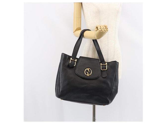 Bolsa Tote de couro preto e dourado GUCCI 251826 Auth bs31891 - vista 24