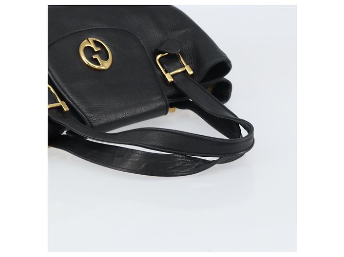 Bolsa Tote de couro preto e dourado GUCCI 251826 Auth bs31891 - vista 7