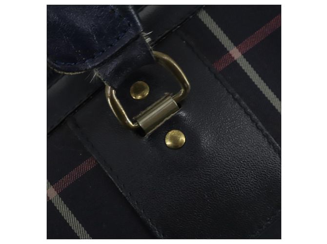 Autre Marque Borsa Boston in tela Nova Check Burberrys blu navy oro Auth 156890 D'oro - vista 10