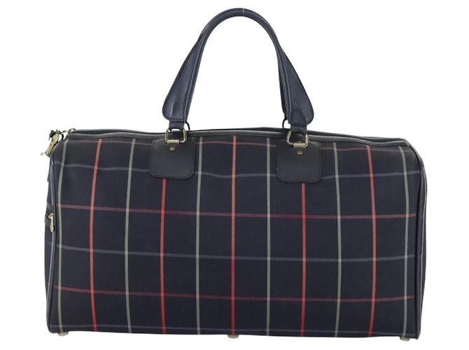 Autre Marque Borsa Boston in tela Nova Check Burberrys blu navy oro Auth 156890 D'oro - vista 13