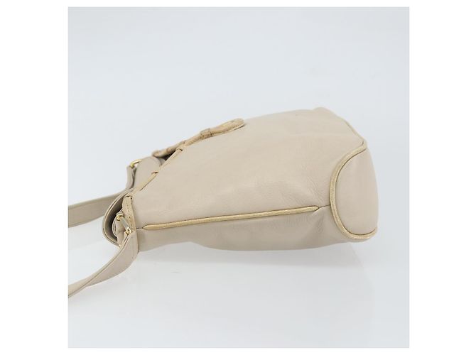 Céline Borsa a Spalla in Pelle Beige Oro Auth ka1365 D'oro - vista 4