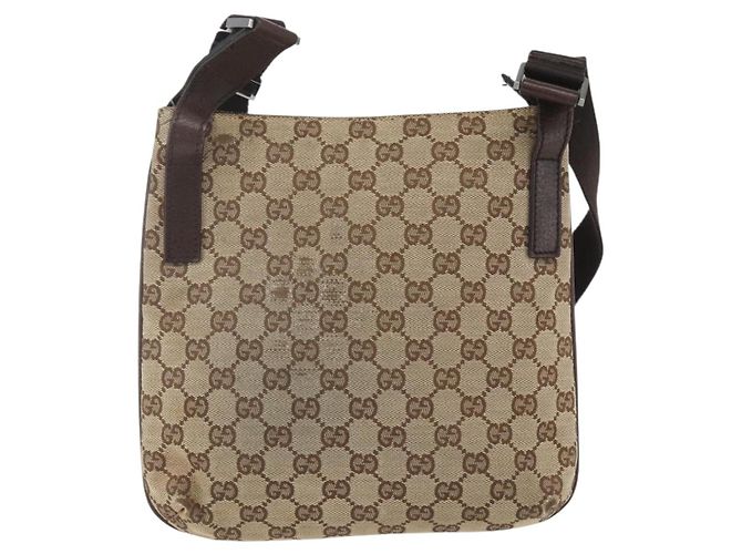 Borsa a Spalla GG Canvas Gucci Beige Argento 122793 Auth ep12602 - vista 2