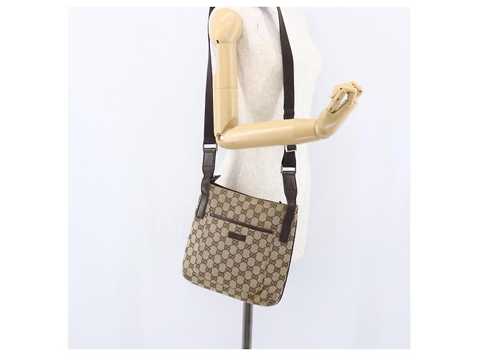 Borsa a Spalla GG Canvas Gucci Beige Argento 122793 Auth ep12602 - vista 23