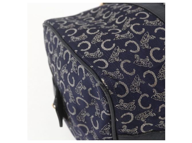 Céline Borsa a mano in tela Macadam C di CELINE, blu navy e oro, autentica ka1329 D'oro - vista 14