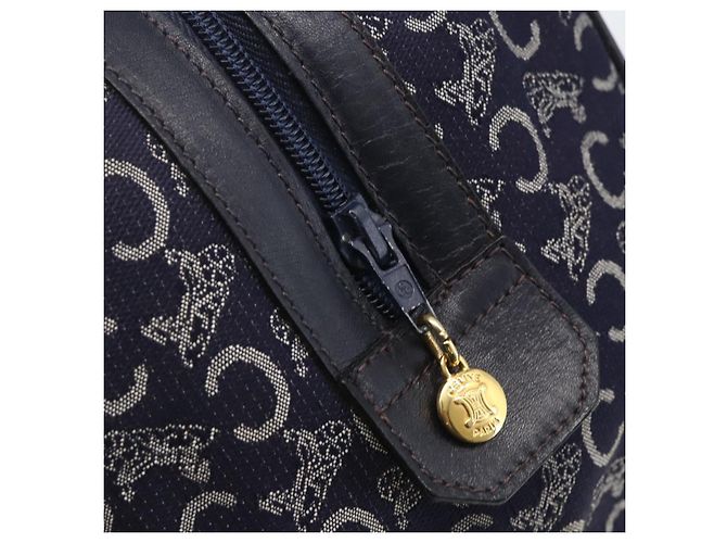 Céline Borsa a mano in tela Macadam C di CELINE, blu navy e oro, autentica ka1329 D'oro - vista 17