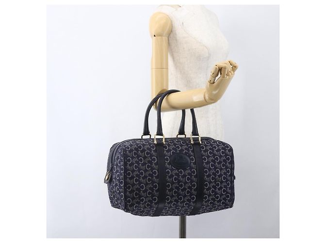 Céline Borsa a mano in tela Macadam C di CELINE, blu navy e oro, autentica ka1329 D'oro - vista 20