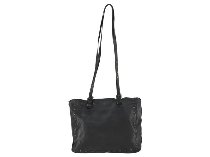 PRADA Borsa Tote in Pelle Nera Argento Auth mr1666 Nero - vista 13