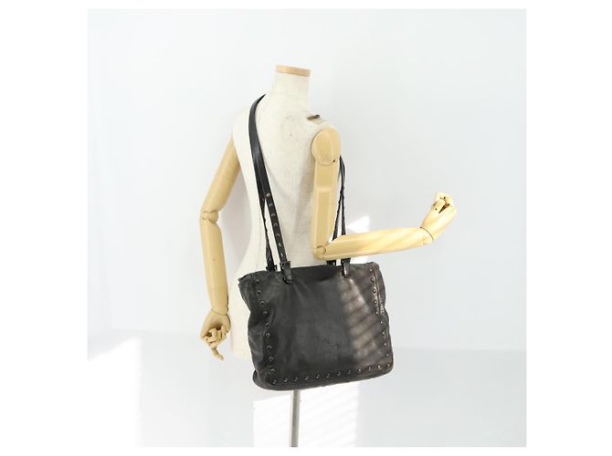 PRADA Borsa Tote in Pelle Nera Argento Auth mr1666 Nero - vista 21