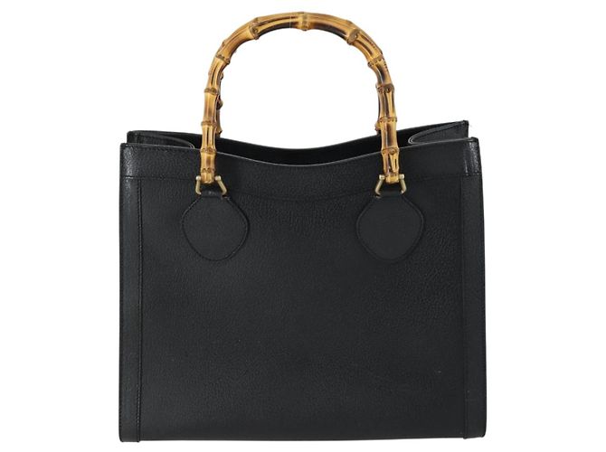 Borsa a mano in pelle Gucci Bamboo Nera Oro 002 1186 0260 Auth 156902 Nero D'oro - vista 2