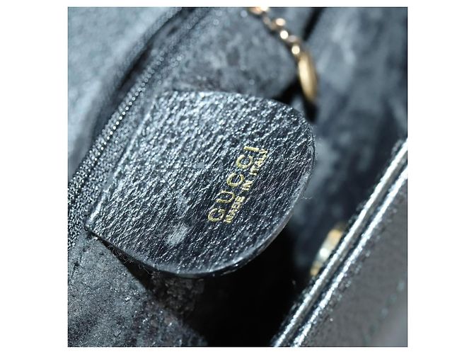 Borsa a mano in pelle Gucci Bamboo Nera Oro 002 1186 0260 Auth 156902 Nero D'oro - vista 21