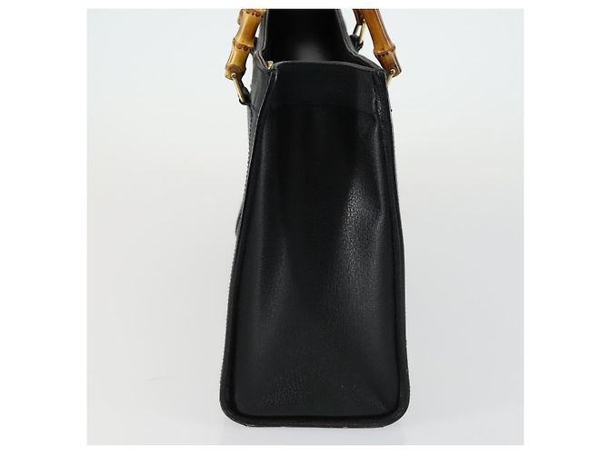 Borsa a mano in pelle Gucci Bamboo Nera Oro 002 1186 0260 Auth 156902 Nero D'oro - vista 4